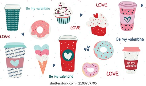 Vector of the be my valentine stickers