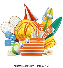 Vector Beach Accessories with Bag