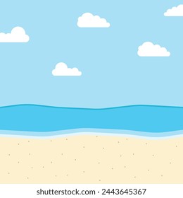 Vector beach background sand coast landscape sea shore.