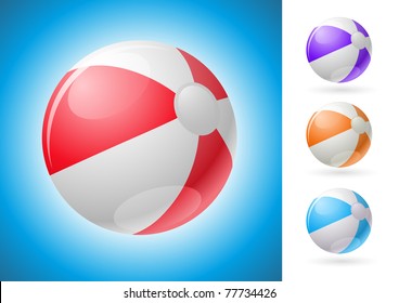 Vector beach ball illustration set.