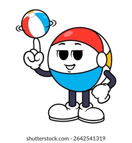 Vector Beach Ball Spinning Beach Ball on Finger