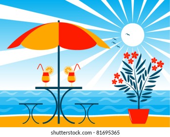 vector beach bar scene