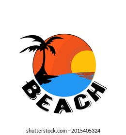 Playa vectorial y sombra azul del mar, se pueden utilizar para logotipos, ilustraciones, exteriores, etc