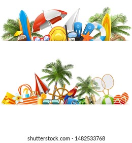 Vector Beach Borders isolated on white background