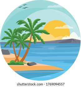 vector beach in a circle using with multi colors.