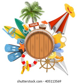 Vector Beach Concept with Barrel