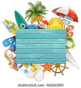 Vector Beach Concept with Blue Board