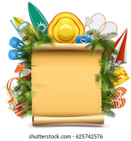 Vector Beach Concept with Paper Scroll
