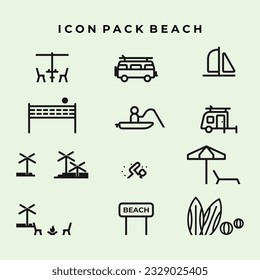 vector beach cute summer icons