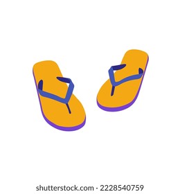 Vector beach flip-flops. Orange summer slippers. Illustration on white background