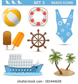 Vector Beach Icons Set 3