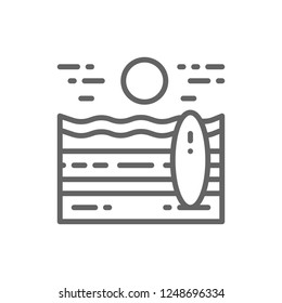 Vector beach landscape line icon. Symbol and sign illustration design. Isolated on white background