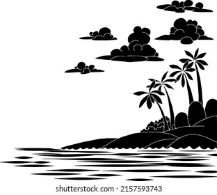 Vector beach landscape Silhouette Design