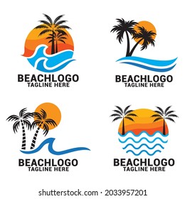 Vector beach logo design template.