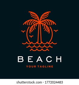 vector beach logo with palm tree