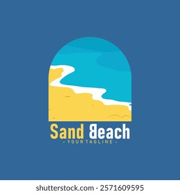 vector beach logo, sand beach illustration, summer beach vacation, surfing