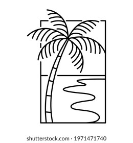 Vector Beach Monoline Logo Illustration