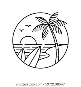 Vector Beach Monoline Logo Illustration