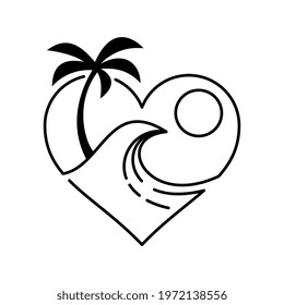 Vector Beach Monoline Logo Illustration