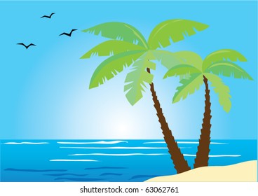 Tropical Beach Palm Trees Hammock Stock Vector (Royalty Free) 82226014