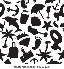 Vector beach pattern for summer.  Endless texture for wallpaper, fill, web page background, surface texture.