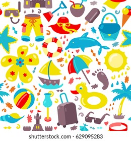 Vector beach pattern for summer.  Endless texture for wallpaper, fill, web page background, surface texture. 