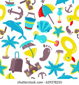 Vector beach pattern for summer.  Endless texture for wallpaper, fill, web page background, surface texture. 
