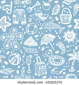 Vector beach pattern for summer.  Endless texture for wallpaper, fill, web page background, surface texture. 