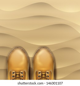 Vector Beach sand background with stylish boots illustration