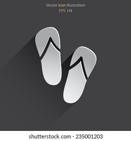 Vector beach sandals web flat icon. Eps 10.
