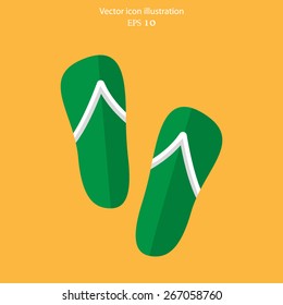Vector beach sandals web flat icon. Eps 10.