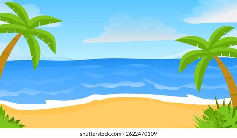 vector beach scenery during the day, good for wallpaper