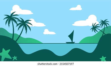 paisaje vectorial de playa, fondo de verano