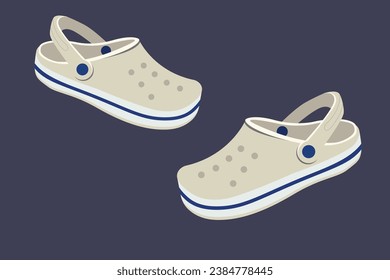 Zapatos vectoriales de playa. zapatillas de goma para nadar en el mar y en la piscina. zapatillas de verano. Goma o espuma obstruida con suela duradera, no deslizante.