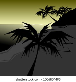 Vector beach sunset