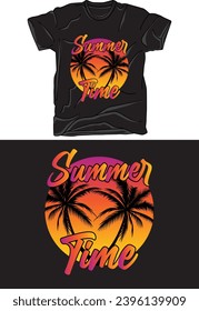 Vector, beach, sunset, summer t-shirt design template