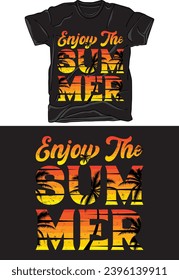 Vector, beach, sunset, summer t-shirt design template