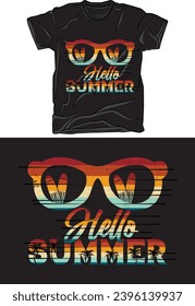 Vector, beach, sunset, summer t-shirt design template