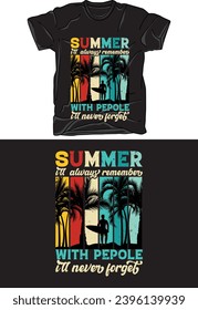 Vector, beach, sunset, summer t-shirt design template