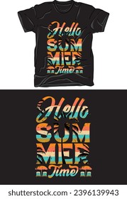 Vector, beach, sunset, summer t-shirt design template