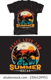 Vector, beach, sunset, summer t-shirt design template