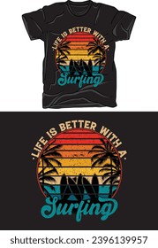 Vector, beach, sunset, summer t-shirt design template