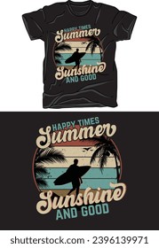 Vector, beach, sunset, summer t-shirt design template