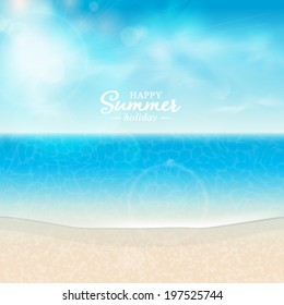 Vector beach and tropical sea background illustration.