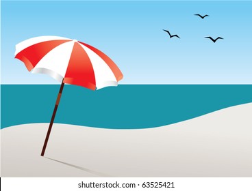 vector beach with umbrella