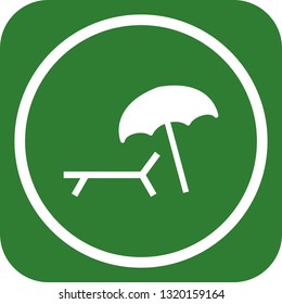  Vector Beach Umbrella and Chair Icon
