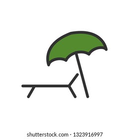  Vector Beach Umbrella and Chair Icon