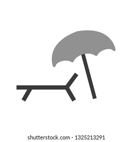  Vector Beach Umbrella and Chair Icon