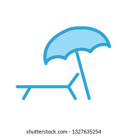  Vector Beach Umbrella and Chair Icon