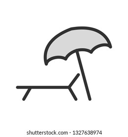  Vector Beach Umbrella and Chair Icon
